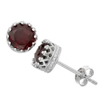 Fine Jewelry Genuine Garnet Sterling Silver Earrings In Red