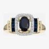 Fine Jewelry Genuine Gemstone & 1/7 Ct. T.w. Diamond 10k Gold Oval Cocktail Ring