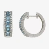 Fine Jewelry Genuine Gemstone Sterling Silver 21.5mm Hoop Earrings In Blue