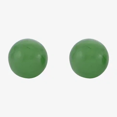 Fine Jewelry Genuine Jade 14k Yellow Gold Stud Earrings In Transparent