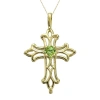Fine Jewelry Genuine Peridot 10k Yellow Gold Cross Pendant Necklace In Green