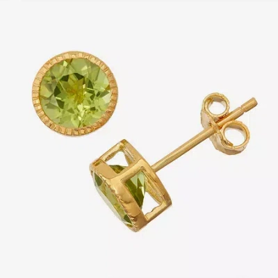 Fine Jewelry Genuine Peridot 14k Gold Over Silver Stud Earrings