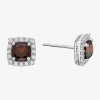 Fine Jewelry Genuine Red Garnet Sterling Silver Stud Earrings