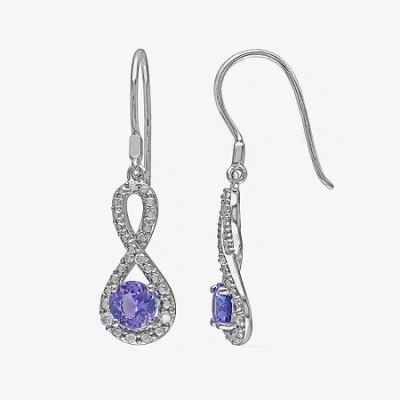 Fine Jewelry Genuine Tanzanite & Diamond Infinity Earrings In Transparent