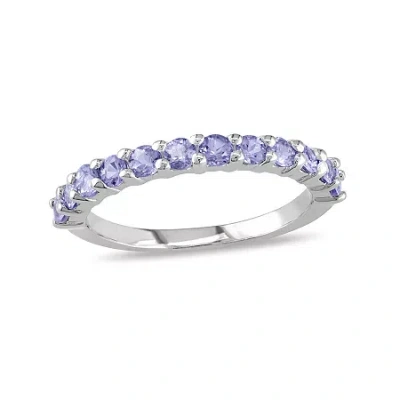 Fine Jewelry Genuine Tanzanite Sterling Silver Band Ring In Transparent