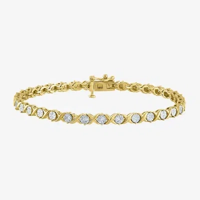 Fine Jewelry (g-h / I1-i2) Womens 1/10 Ct. T.w. Lab Grown White Diamond 14k Gold Over Brass 7.25 Inch Tennis Brac In Multi