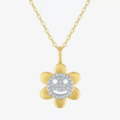 Fine Jewelry (gh / Si2 I1) Womens 1/10 Ct. T.w. Lab Grown White Diamond 14k Gold Over Silver Flower 16 Inch Penda In Transparent