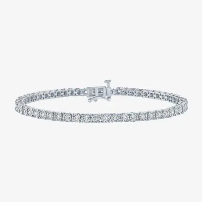 Fine Jewelry (g-h / Si2-i1) Womens 1 Ct. T.w. Lab Grown White Diamond Pure Silver Over Brass 7.25 Inch Tennis Bra