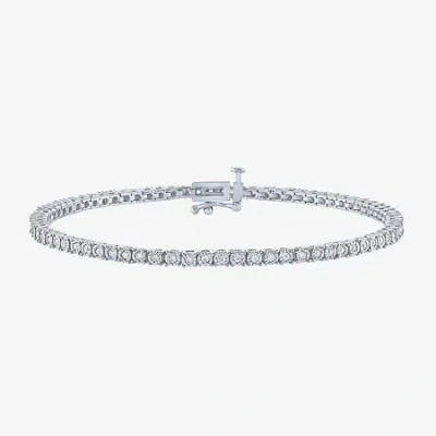 Fine Jewelry (g-h / Si2-i1) Womens 1/2 Ct. T.w. Lab Grown White Diamond Pure Silver Over Brass 7.25 Inch Tennis B In Metallic
