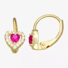 Fine Jewelry Girls 1/2 Ct. Pink Cubic Zirconia 14k Gold Over Silver 7mm Hoop Earrings In Transparent