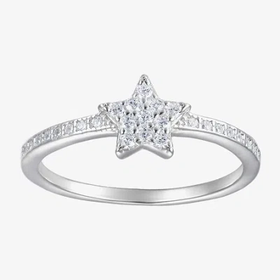 Fine Jewelry Kids' Girls 1/3 Ct. Lab Created Cubic Zirconia Sterling Silver Cocktail Ring In Metallic