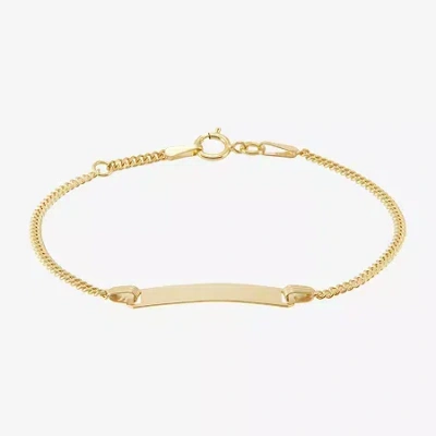 Fine Jewelry Kids' Girls 14k Gold 5 1/2 Inch Solid Curb Id Bracelet