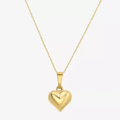Fine Jewelry Kids' Girls 14k Gold Heart 13 Inch Pendant Necklace