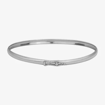 Fine Jewelry Kids' Girls 14k White Gold Round Bangle Bracelet In Metallic