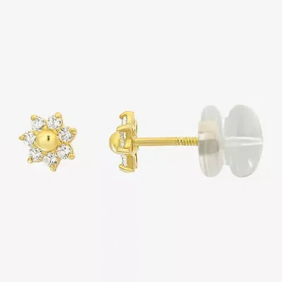 Fine Jewelry Kids' Girls 14k Yellow Gold Cubic Zirconia Flower Stud Earrings