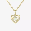Fine Jewelry Girls 1/5 Ct. Lab Created White Opal 14k Gold Over Silver 16 Inch Pendant Necklace In Gold