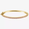 Fine Jewelry Girls 3 1/4 Ct. Lab Created Pink Cubic Zirconia 14k Gold Over Brass Bangle Bracelet In Gold