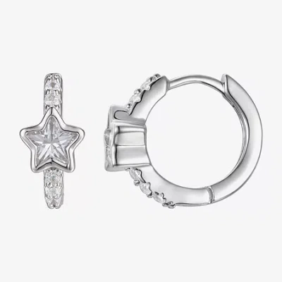 Fine Jewelry Kids' Girls 7/8 Ct. Lab Created Cubic Zirconia Sterling Silver 13mm Hoop Earrings In Metallic