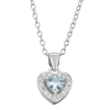 Fine Jewelry Girls Blue Cubic Zirconia Sterling Silver Heart 15 Inch Pendant Necklace In Green