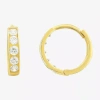 Fine Jewelry Girls Cubic Zirconia 14k Gold 9mm Round Hoop Earrings In Transparent