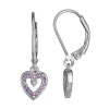 Fine Jewelry Girls Lab Created Cubic Zirconia Sterling Silver Heart Drop Earrings In Transparent