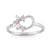 Fine Jewelry Girls Multi Color Cubic Zirconia Sterling Silver Heart Delicate Cocktail Ring In Metallic