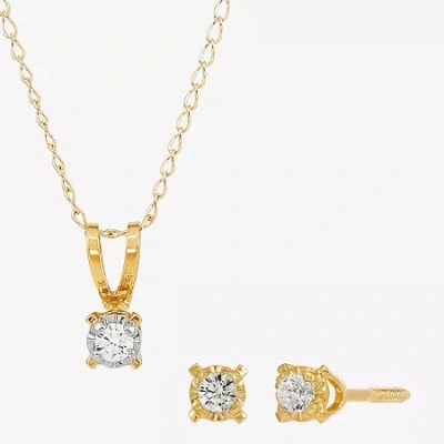 Fine Jewelry Kids' Girls Natural White Diamond 14k Gold Round 2-pc. Jewelry Set