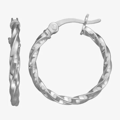 Fine Jewelry Kids' Girls Sterling Silver 18mm Hoop Earrings In Transparent