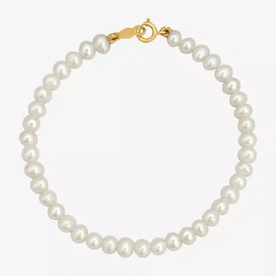 Fine Jewelry Kids' Girls White Cultured Freshwater Pearl 14k Gold Round Strand Bracelet
