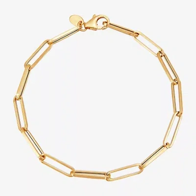 Fine Jewelry Gold Addiction Womens 14k Gold 7.5 Inch Hollow Paperclip Chain Bracelet In Transparent