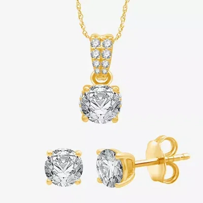 Fine Jewelry ( G/si1-si2 ) 2 Ct. T.w. Lab-grown White Diamond 10k Or 14k Gold 2-pc. Jewelry Set In Yellow
