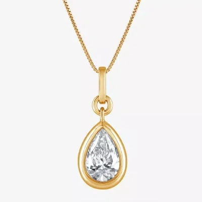Fine Jewelry (g/si1-si2) Womens 1 Ct. T.w. Lab Grown White Diamond 14k Gold Over Silver Pear 18 Inch Pendant Neck