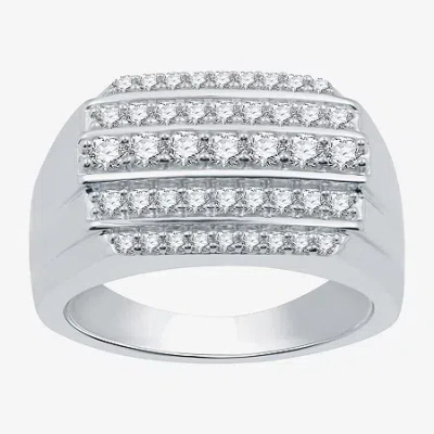 Fine Jewelry (h-i / I1) Mens 1 Ct. T.w. Lab Grown Diamond 10k White Gold Fashion Ring