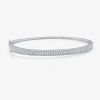 Fine Jewelry (h-i / I1) Womens 1 1/4 Ct. T.w. Lab Grown White Diamond 10k White Gold Bangle Bracelet In Transparent
