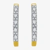 Fine Jewelry (h-i / I1) Womens 1 Ct. T.w. Lab Grown White Diamond 10k Gold 24.6mm Hoop Earrings In Transparent