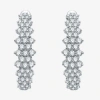 Fine Jewelry (h-i / I1) Womens 1 Ct. T.w. Lab Grown White Diamond 10k White Gold 21.9mm Hoop Earrings In Transparent