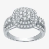 Fine Jewelry (h-i / I1) Womens 1 Ct. T.w. Lab Grown White Diamond 10k White Gold Halo Cocktail Ring In White
