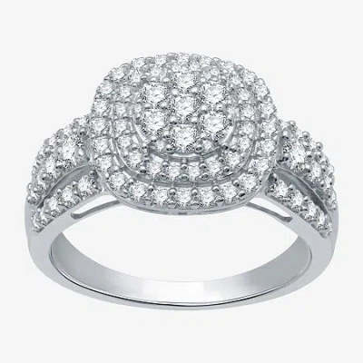 Fine Jewelry (h-i / I1) Womens 1 Ct. T.w. Lab Grown White Diamond 10k White Gold Halo Cocktail Ring