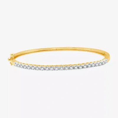 Fine Jewelry (h-i / I1) Womens 1 Ct. T.w. Lab Grown White Diamond 14k Gold Over Silver Sterling Silver Bangle Bra