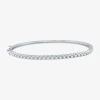 Fine Jewelry (h-i / I1) Womens 1 Ct. T.w. Lab Grown White Diamond Sterling Silver Bangle Bracelet In Transparent