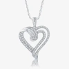 Fine Jewelry (h-i / I1) Womens 1 Ct. T.w. Lab Grown White Diamond Sterling Silver Heart 18 Inch Pendant Necklace In Transparent