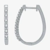 Fine Jewelry (h-i / I1) Womens 1/2 Ct. T.w. Lab Grown White Diamond 10k White Gold 22.4mm Hoop Earrings In Transparent