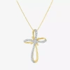Fine Jewelry (h-i / I1) Womens 1/3 Ct. T.w. Lab Grown White Diamond 10k Gold Cross 18 Inch Pendant Necklace In Yellow