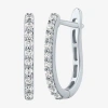 Fine Jewelry (h-i / I1) Womens 1/4 Ct. T.w. Lab Grown White Diamond 10k Gold 14.5mm Hoop Earrings In White