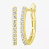 Fine Jewelry (h-i / I1) Womens 1/4 Ct. T.w. Lab Grown White Diamond 10k Gold 14.5mm Hoop Earrings In Yellow