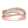 Fine Jewelry (h-i / I1) Womens 1/4 Ct. T.w. Lab Grown White Diamond 10k Rose Gold Crossover Cocktail Ring In Pink