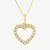 Fine Jewelry (h-i / I1) Womens 1/6 Ct. T.w. Lab Grown White Diamond 10k Gold Heart 18 Inch Pendant Necklace In Yellow