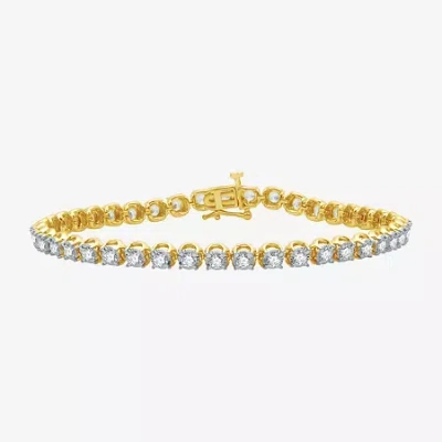 Fine Jewelry (h-i / I1) Womens 3 Ct. T.w. Lab Grown White Diamond 10k Gold Tennis Bracelet In Transparent