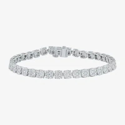 Fine Jewelry (h-i / I1) Womens 4 Ct. T.w. Lab Grown White Diamond 10k White Gold 7.25 Inch Tennis Bracelet In Transparent