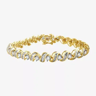 Fine Jewelry (h-i / I1) Womens 5 Ct. T.w. Lab Grown White Diamond 10k Gold 7.5 Inch Tennis Bracelet In Transparent